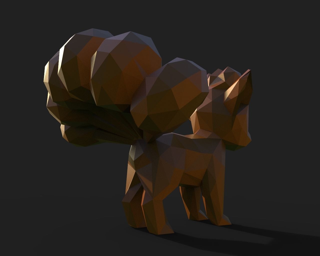 Vulpix Low Poly squirrel 3D print model_10