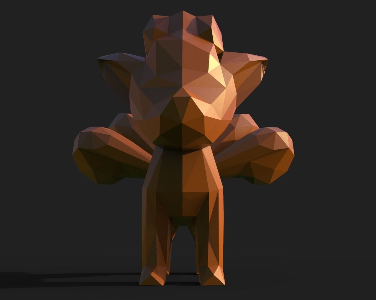 Vulpix Low Poly squirrel 3D print model_16