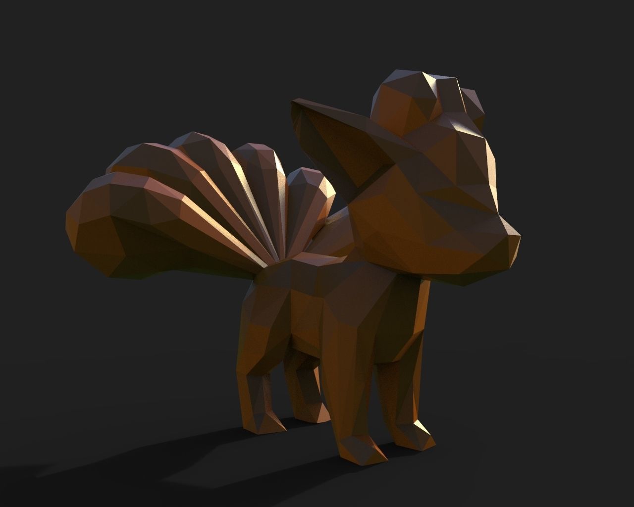 Vulpix Low Poly squirrel 3D print model_13