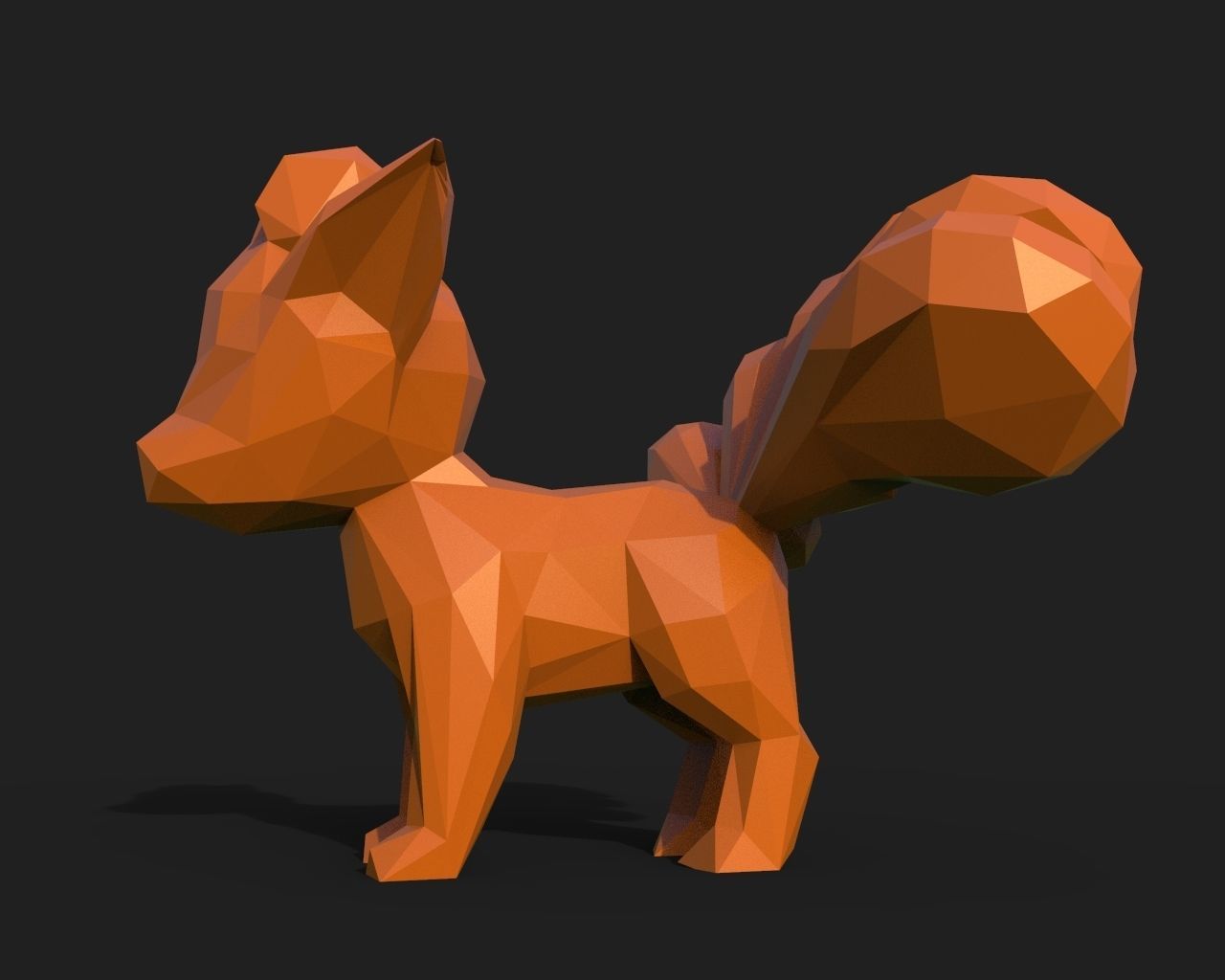 Vulpix Low Poly squirrel 3D print model_3