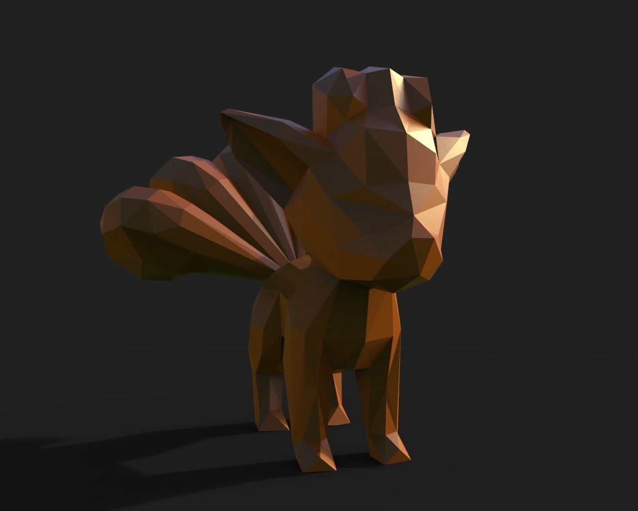 Vulpix Low Poly squirrel 3D print model_14