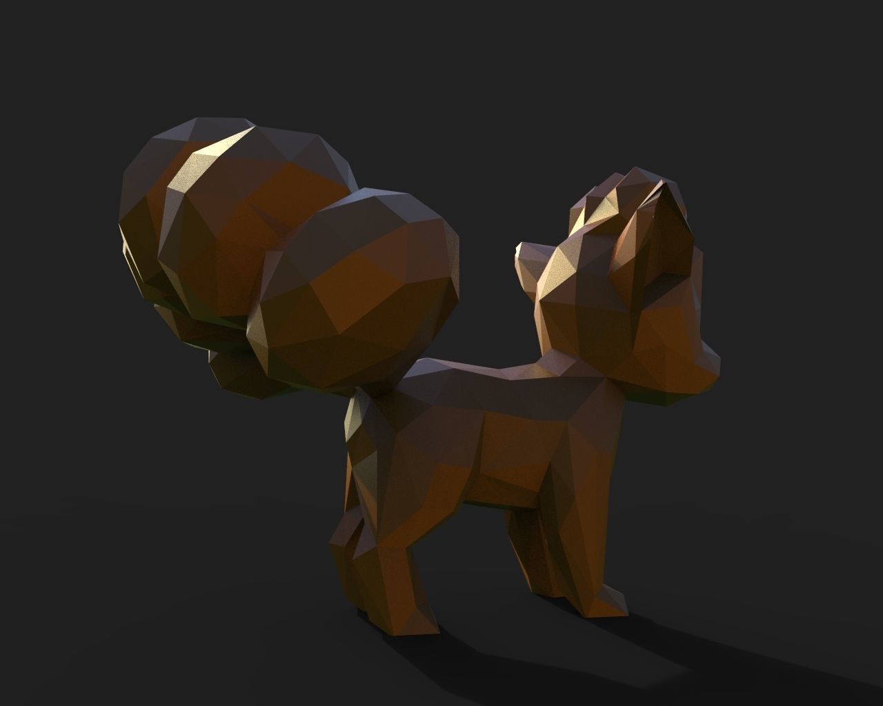 Vulpix Low Poly squirrel 3D print model_11