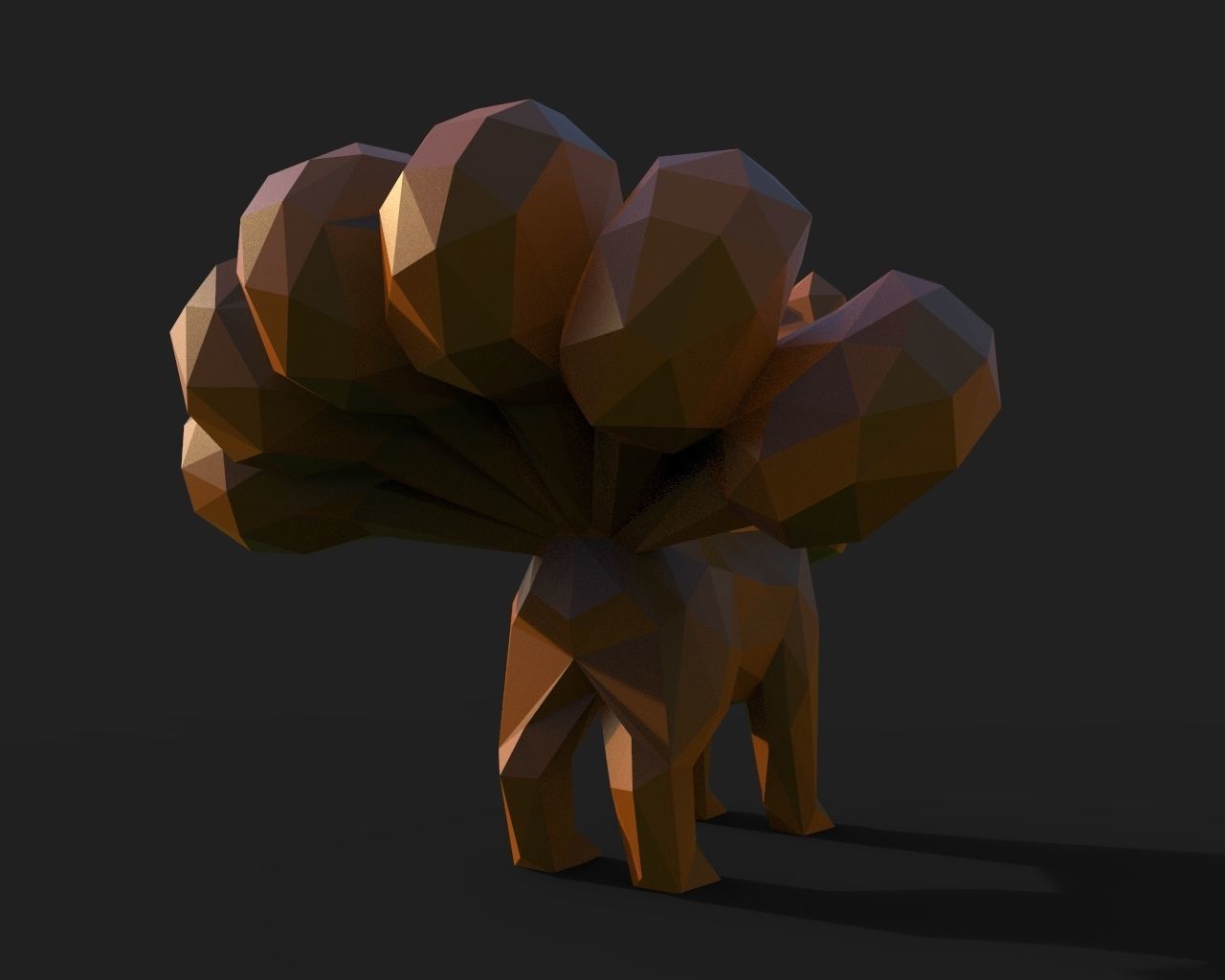 Vulpix Low Poly squirrel 3D print model_9
