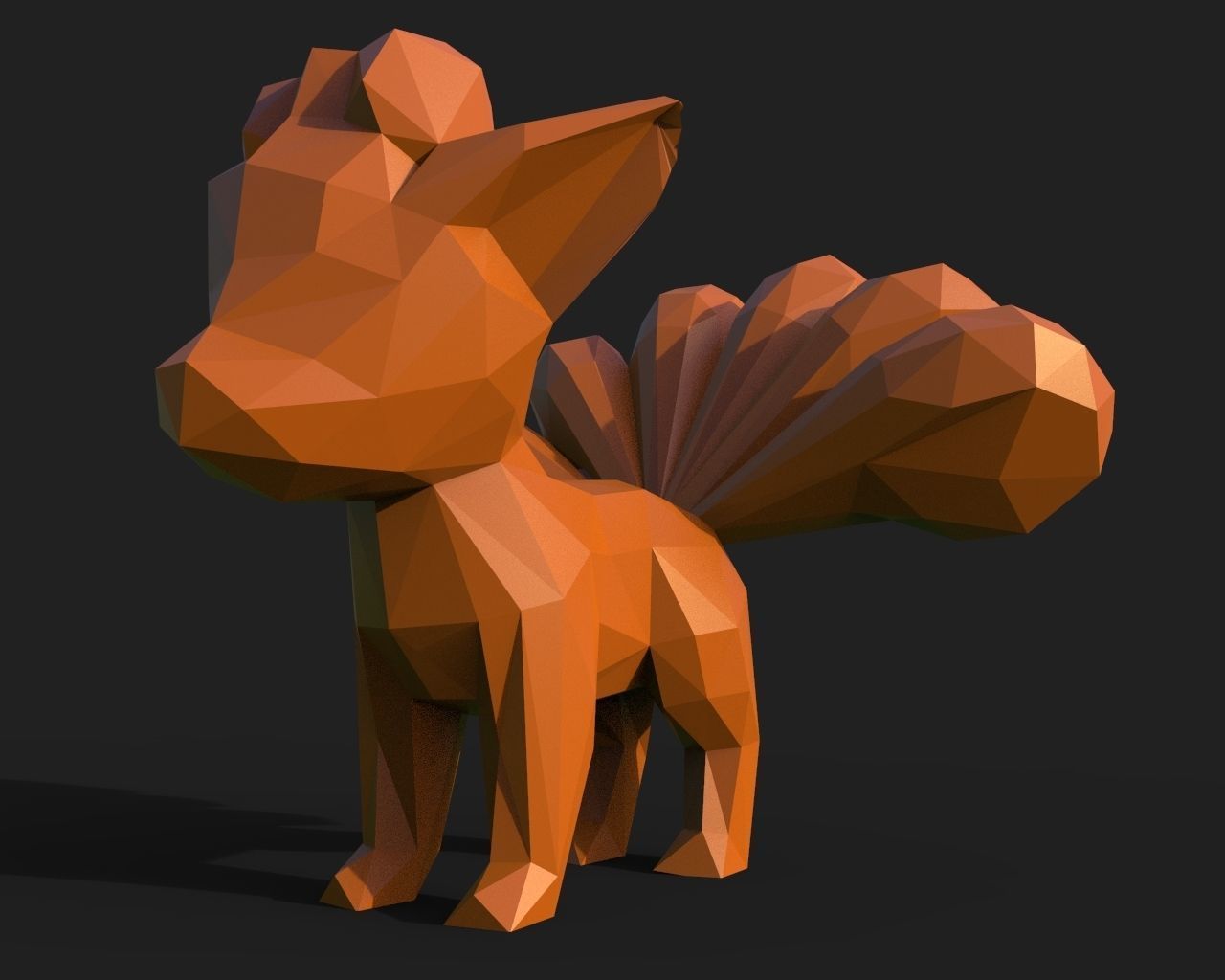 Vulpix Low Poly squirrel 3D print model_18