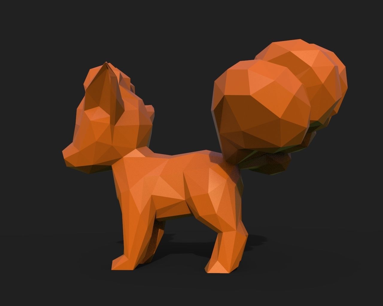 Vulpix Low Poly squirrel 3D print model_4