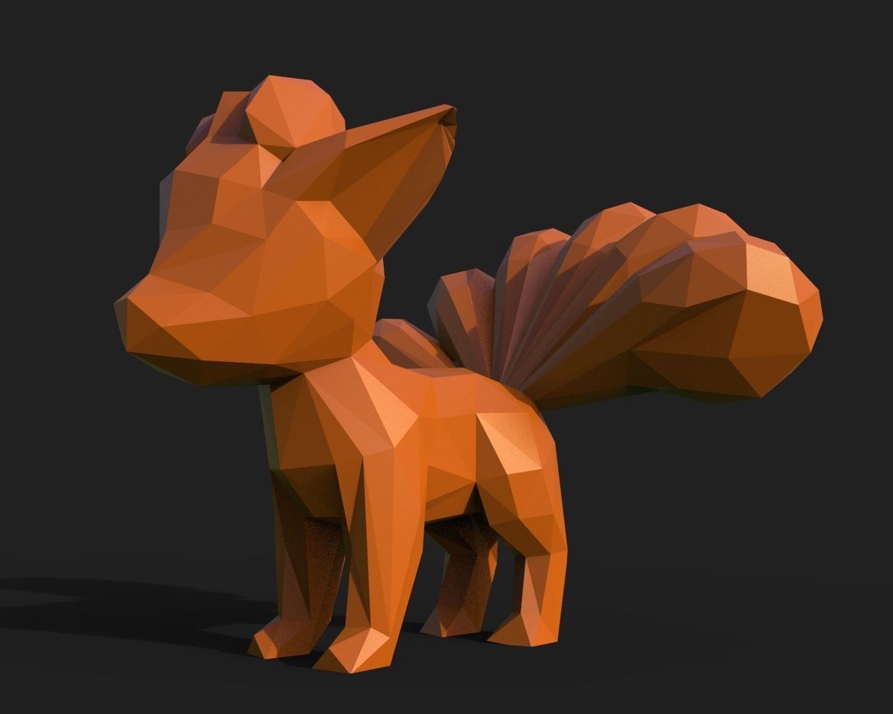 Vulpix Low Poly squirrel 3D print model_1