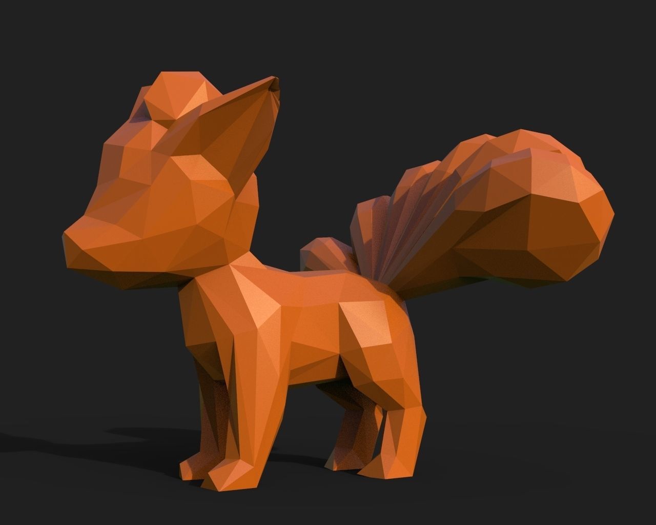Vulpix Low Poly squirrel 3D print model_2