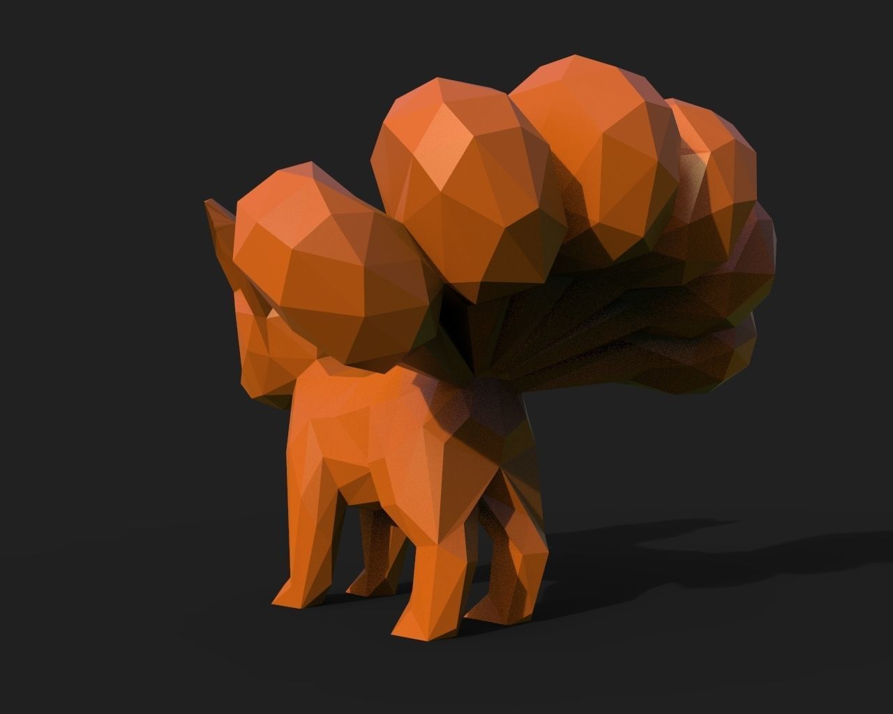 Vulpix Low Poly squirrel 3D print model_6