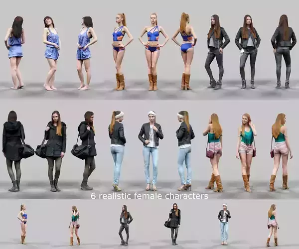 6 Realistic Female Characters Vol 1 Low-poly 3D model