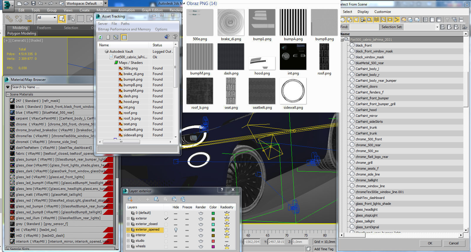 Fiat 500 cabrio 2021 La Prima 3D model_38