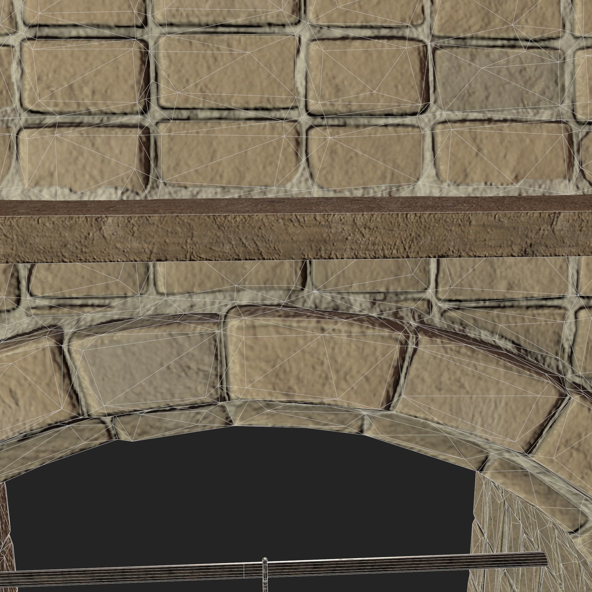 Stone fireplace game asset Low-poly 3D model_18
