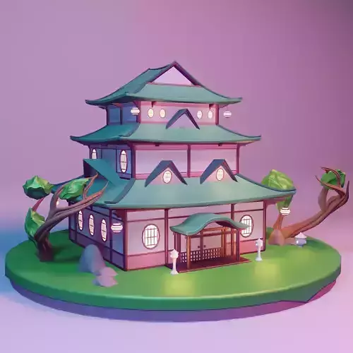 3D model House Japanese Lopoly Style