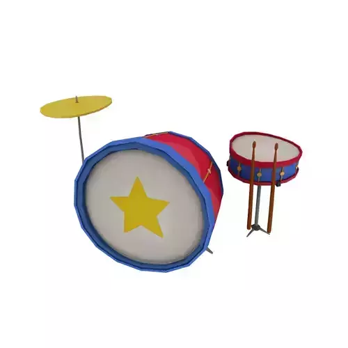 Drums drum set with star 3D model