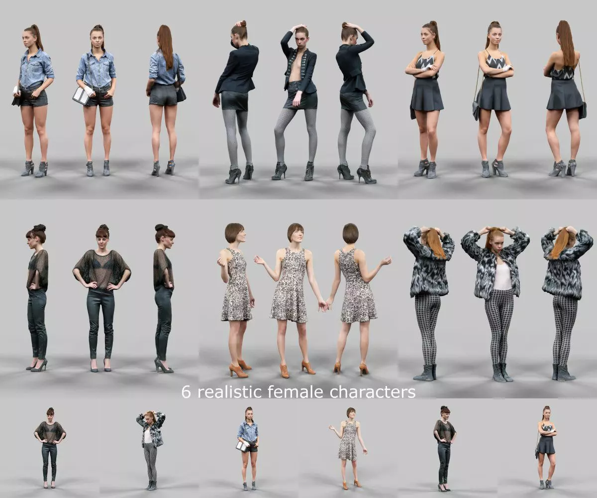 6 Realistic Female Characters Vol 5 Low-poly 3D model_0