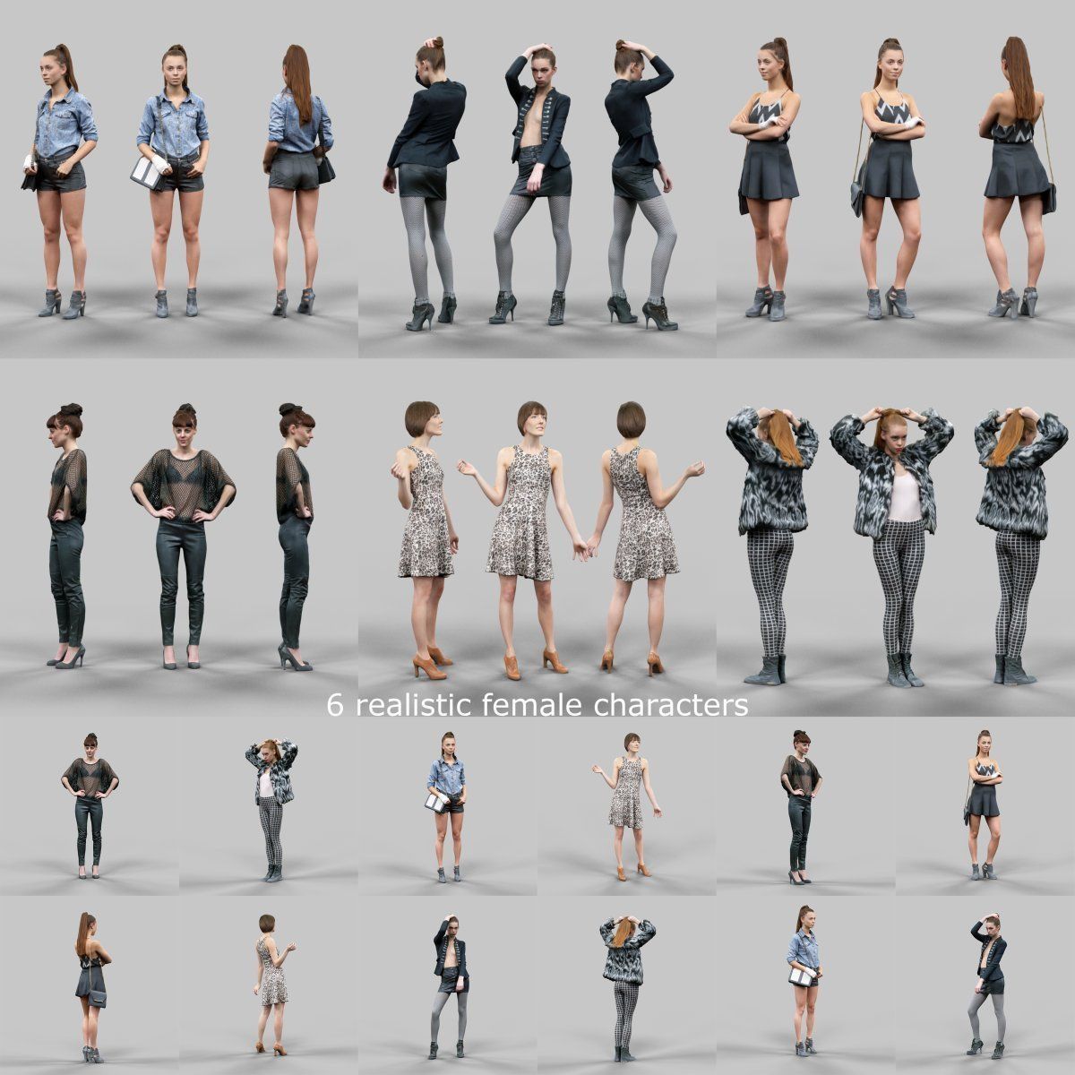 6 Realistic Female Characters Vol 5 Low-poly 3D model_9
