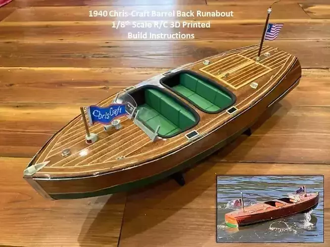 8th Scale 1940 Chris Craft Barrell Back RC Boat Model 3D print model