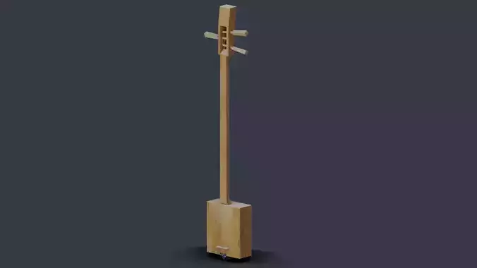 Gottan Traditional Japanese Instrument Low-poly 3D model