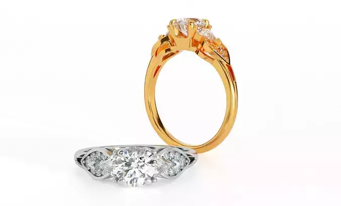 Engagement  ring with  round diamond