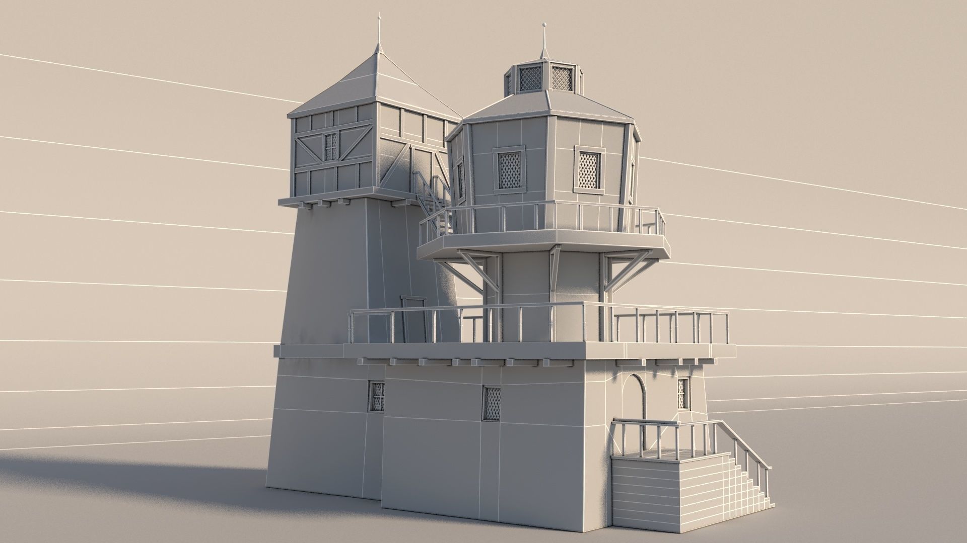Fantasy Medieval House 01 3D model_4