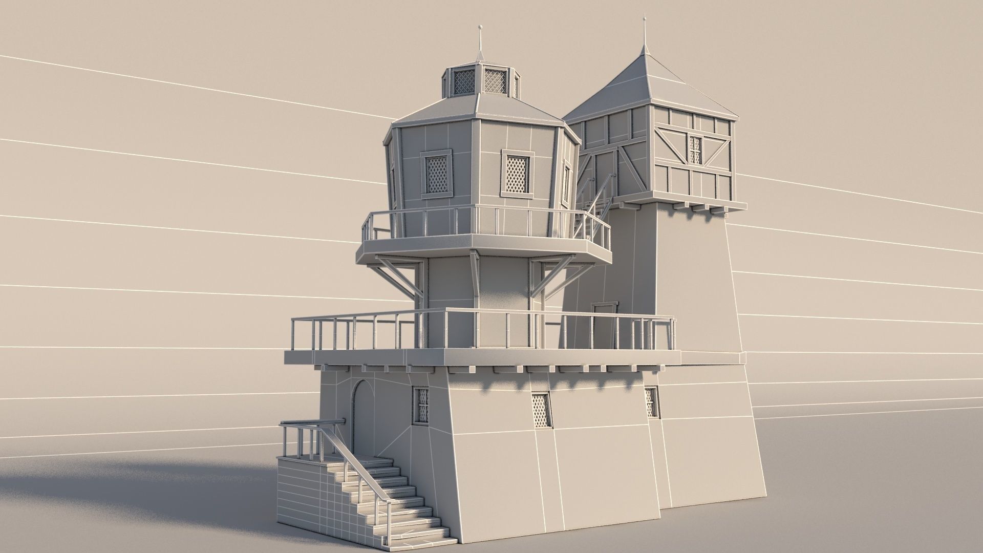 Fantasy Medieval House 01 3D model_1
