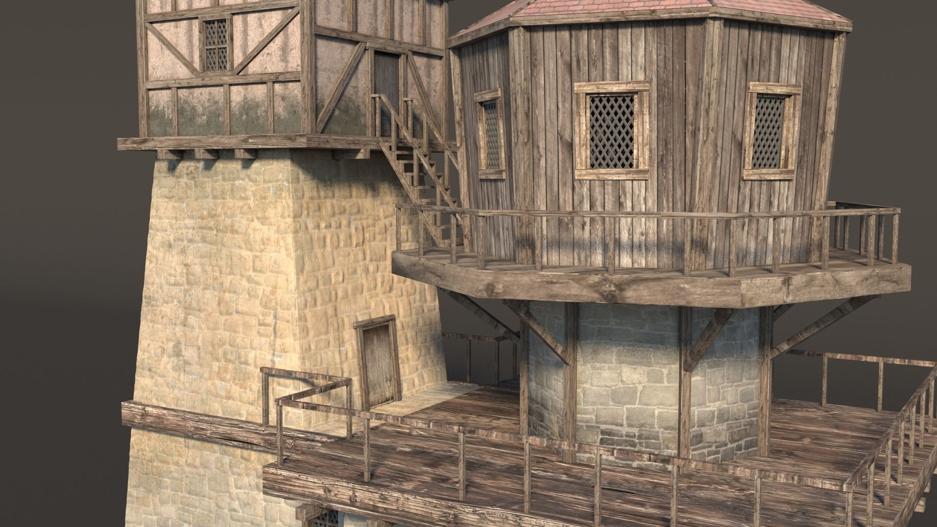 Fantasy Medieval House 01 3D model_10