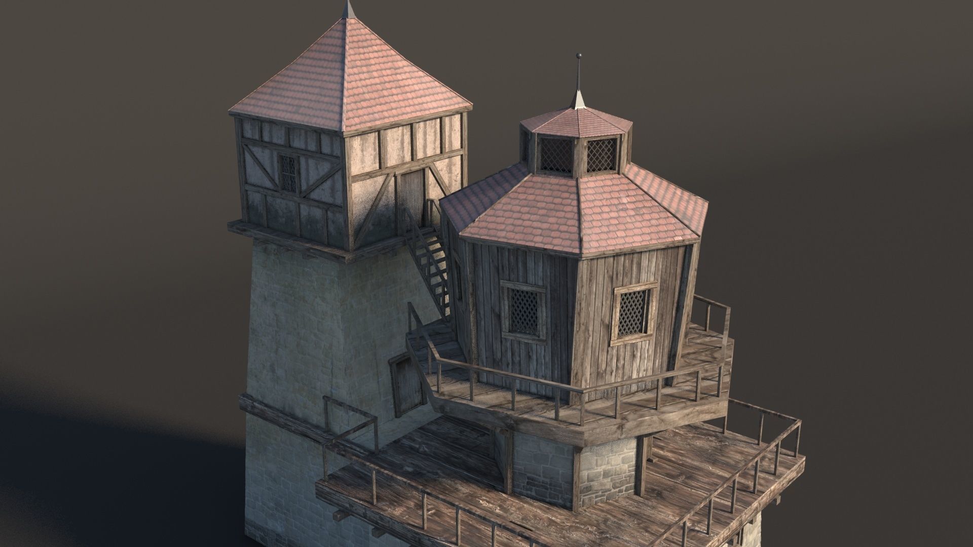Fantasy Medieval House 01 3D model_5