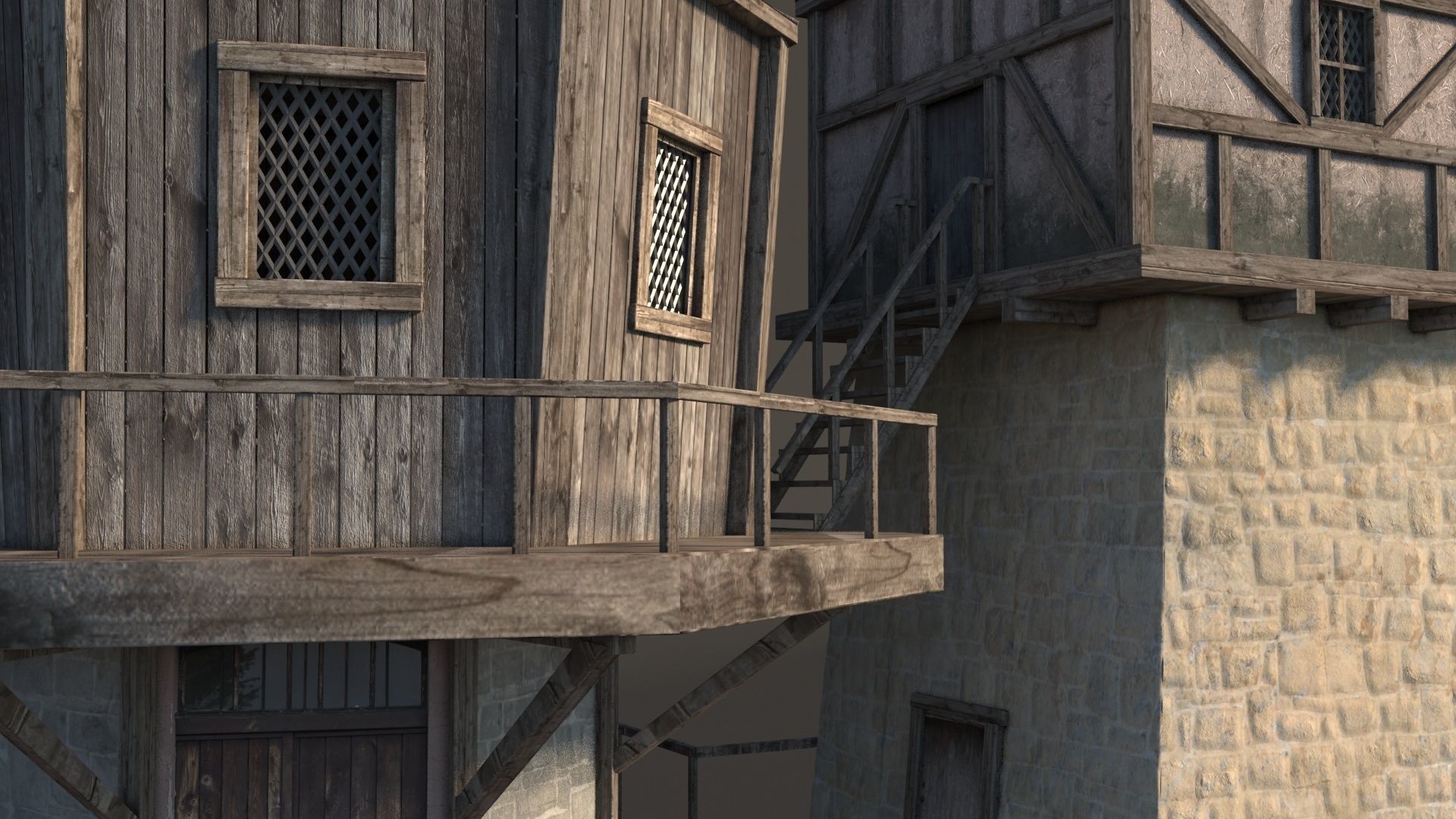 Fantasy Medieval House 01 3D model_6