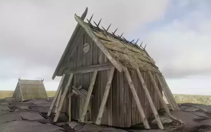 Viking medieval wooden house