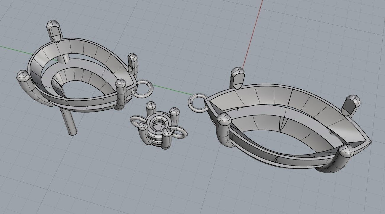 Earring with marquise and pear 3D print model_7