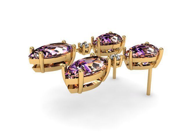 Earring with marquise and pear 3D print model_1