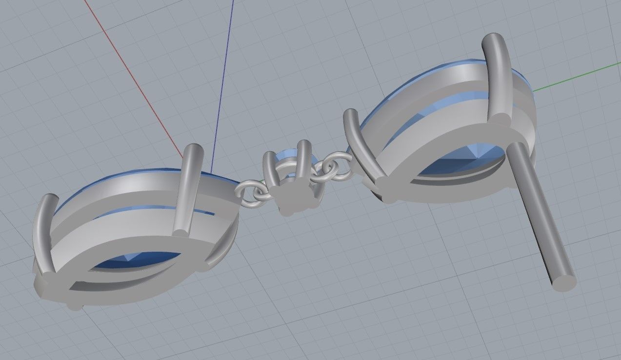 Earring with marquise and pear 3D print model_5