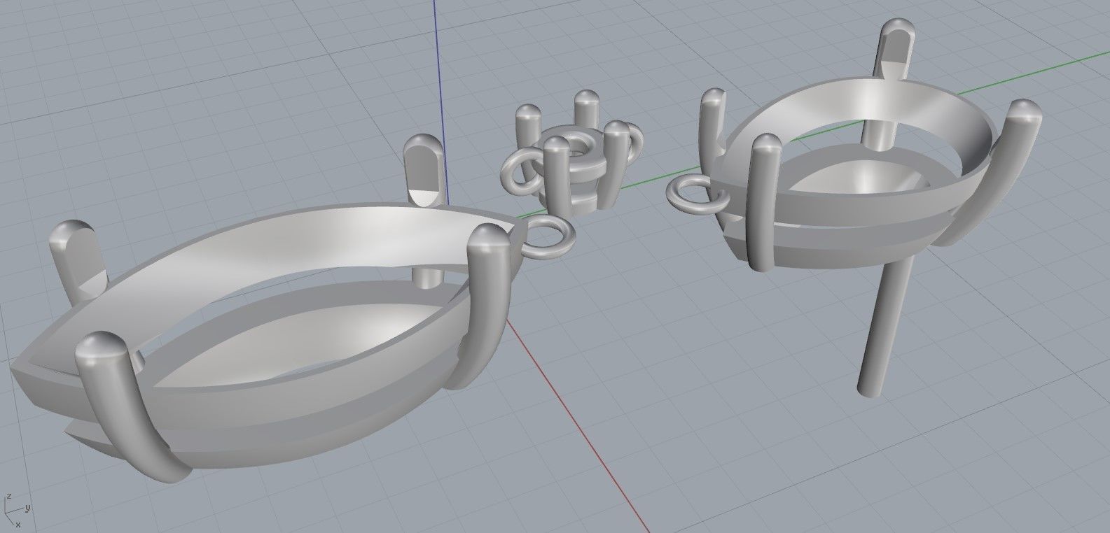 Earring with marquise and pear 3D print model_6