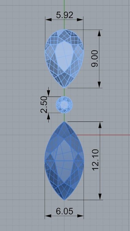 Earring with marquise and pear 3D print model_9