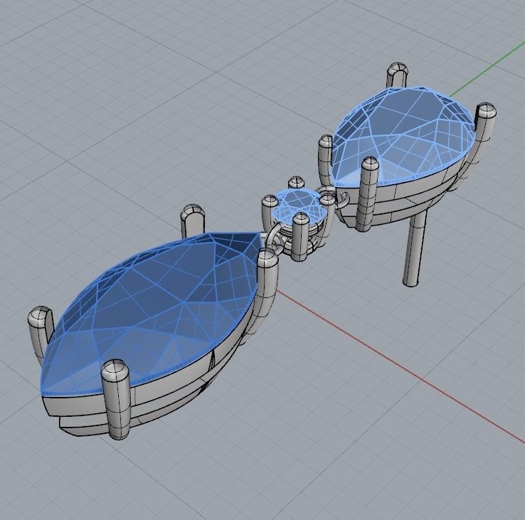 Earring with marquise and pear 3D print model_2