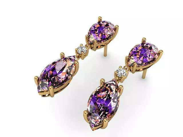 Earring with marquise and pear 3D print model_0