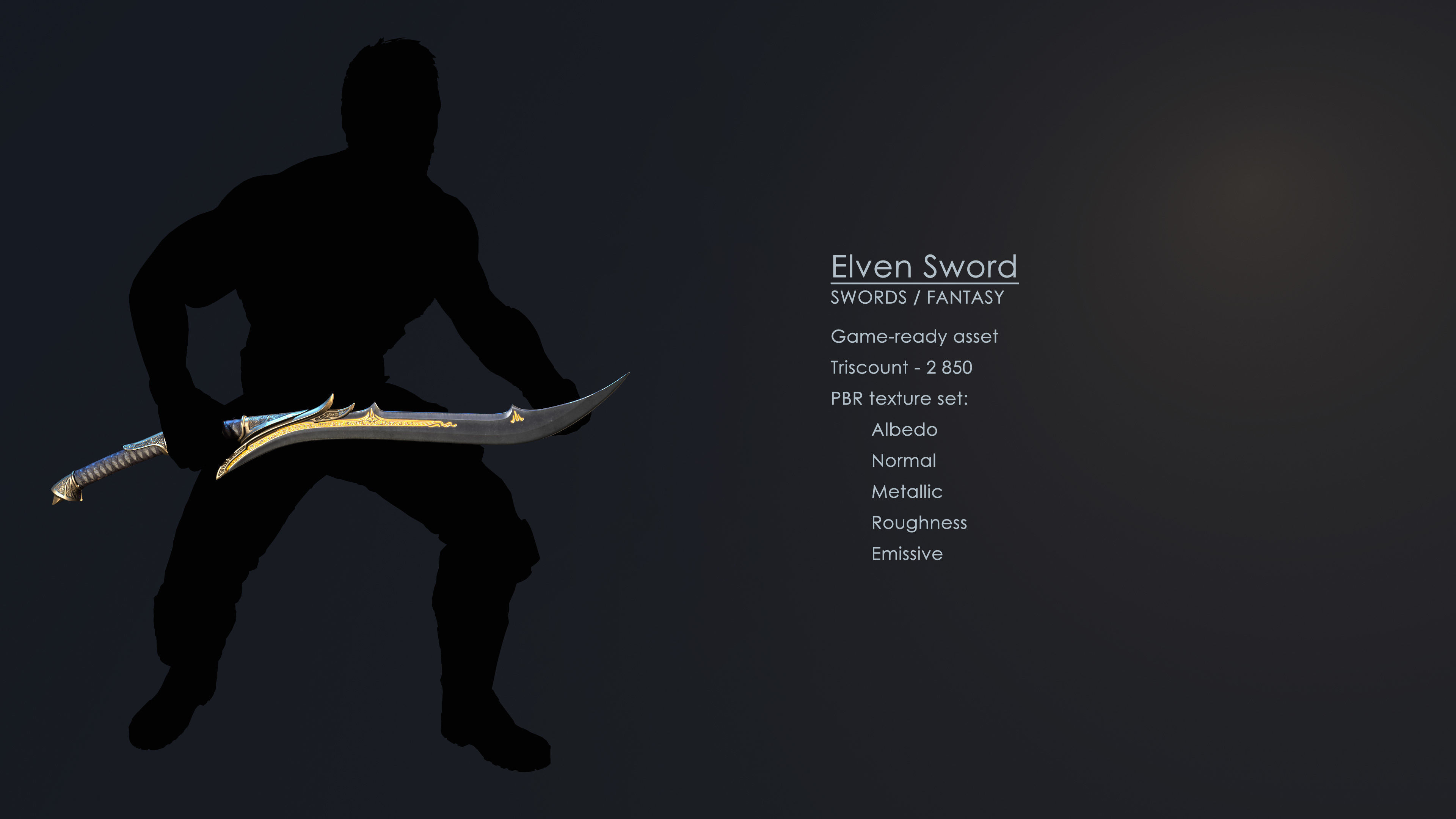 Elven Sword 2 Low-poly 3D model_4