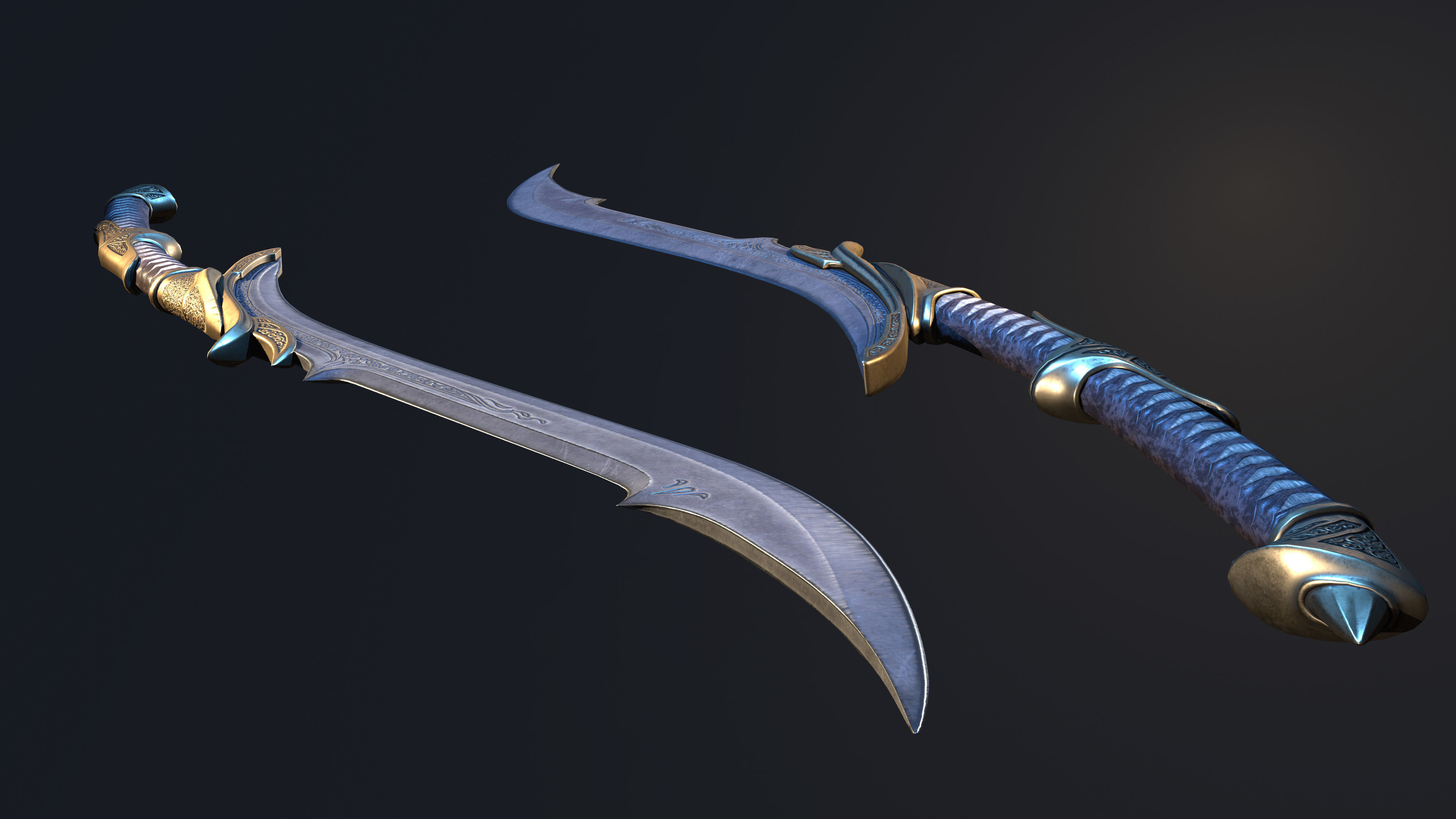 Elven Sword 2 Low-poly 3D model_7