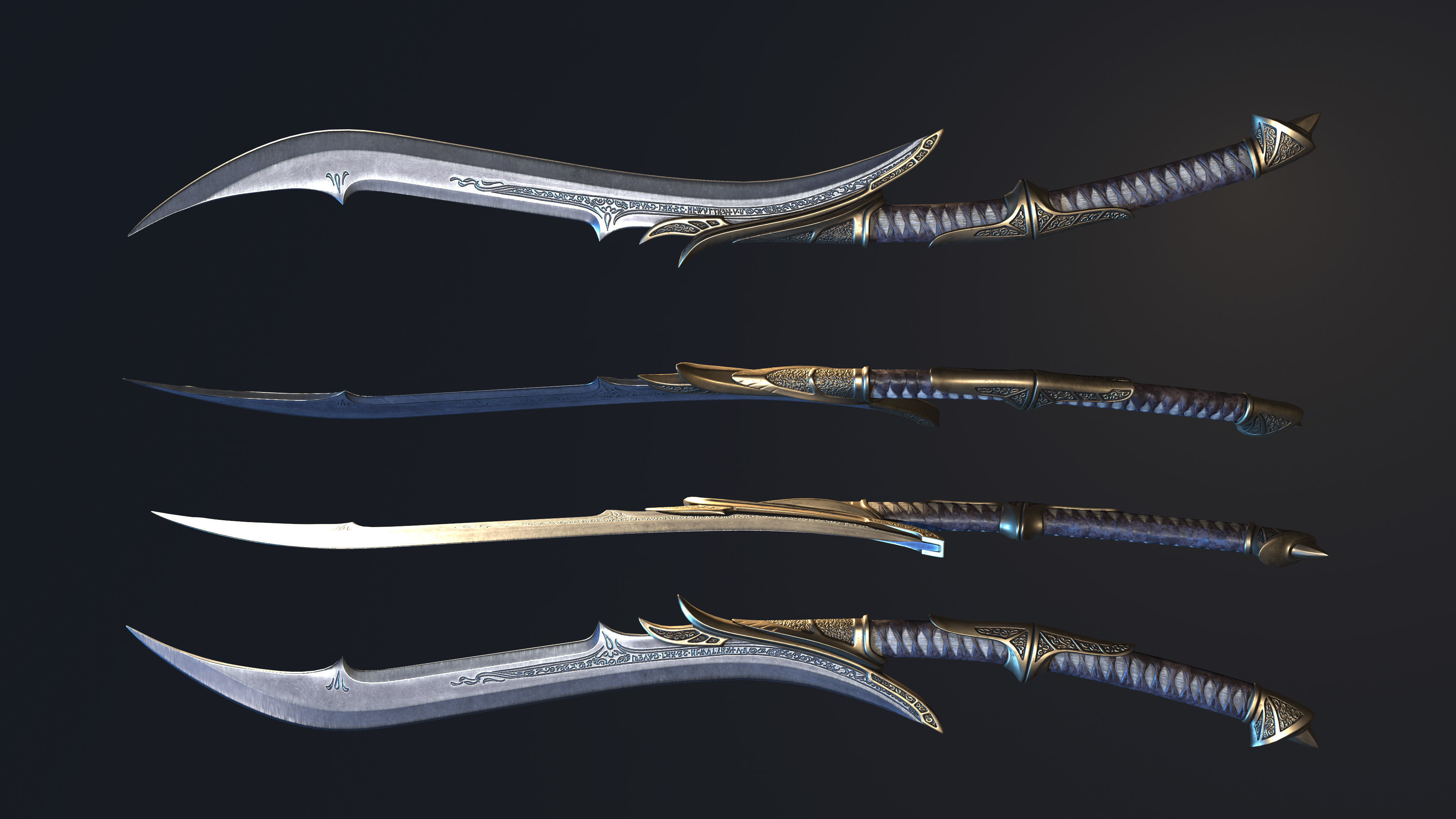 Elven Sword 2 Low-poly 3D model_5