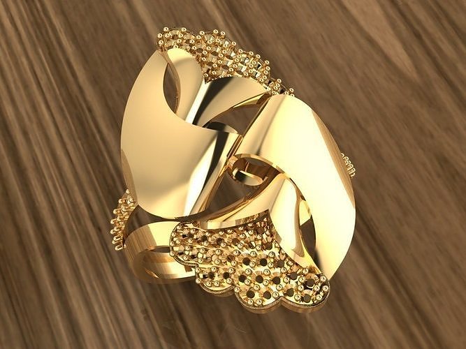Ring 3 gold on wooden table 3D print model