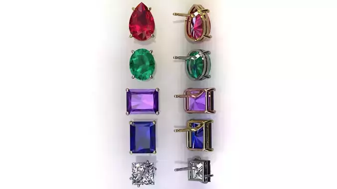Solitaire Gem Earrings