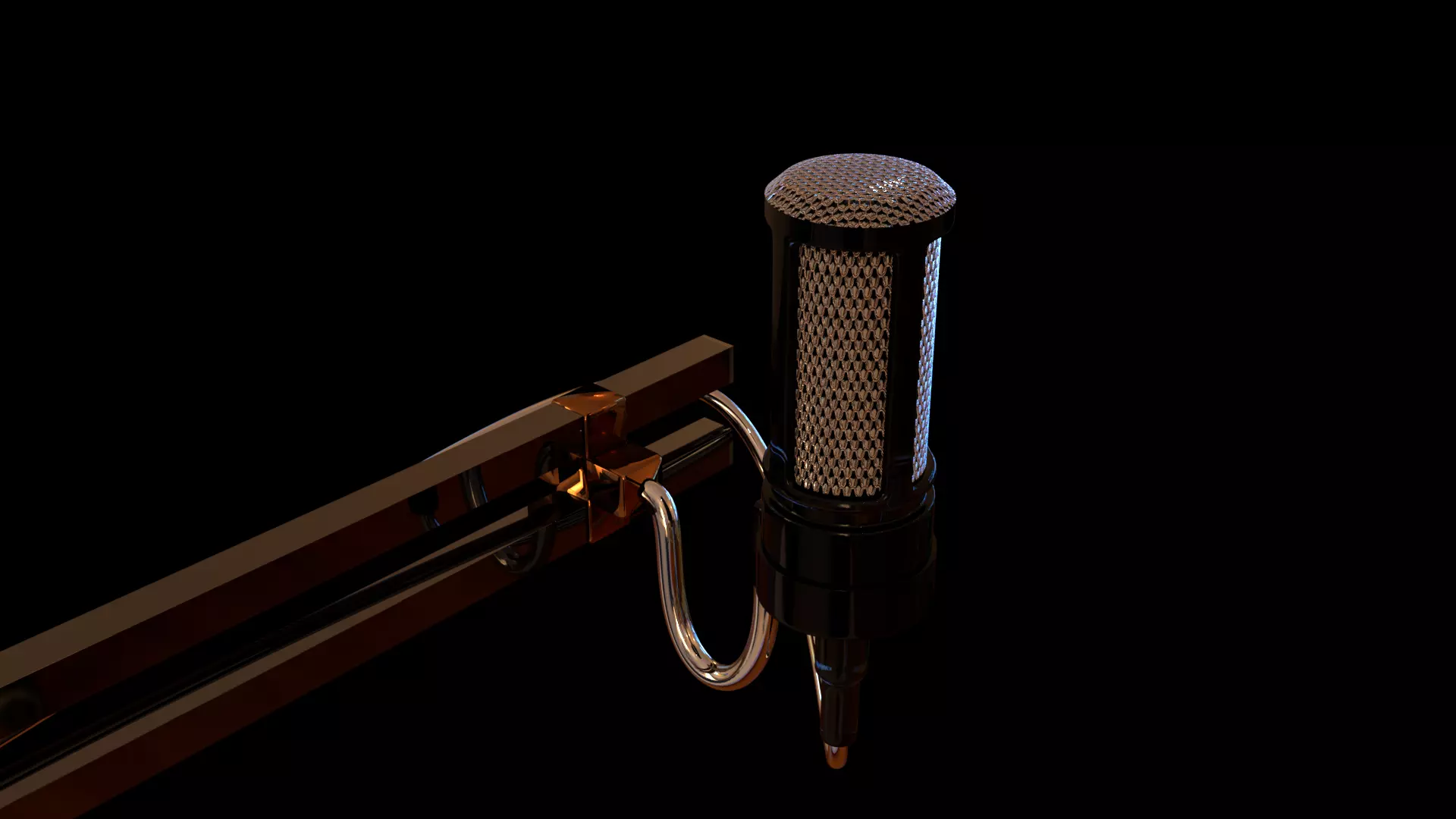 wired microphone with stand 3D model_0