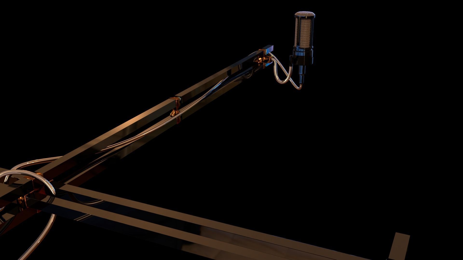 wired microphone with stand 3D model_3