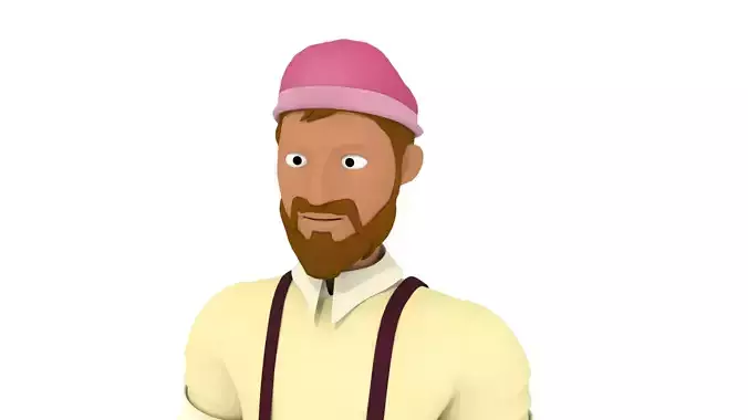 3D cartoon fat human character 3D model