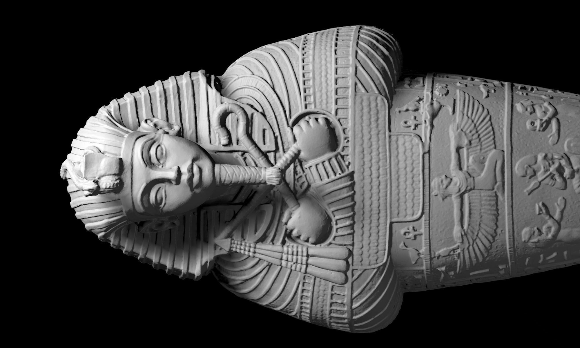 Pharaoh coffin front cap 3D model_4
