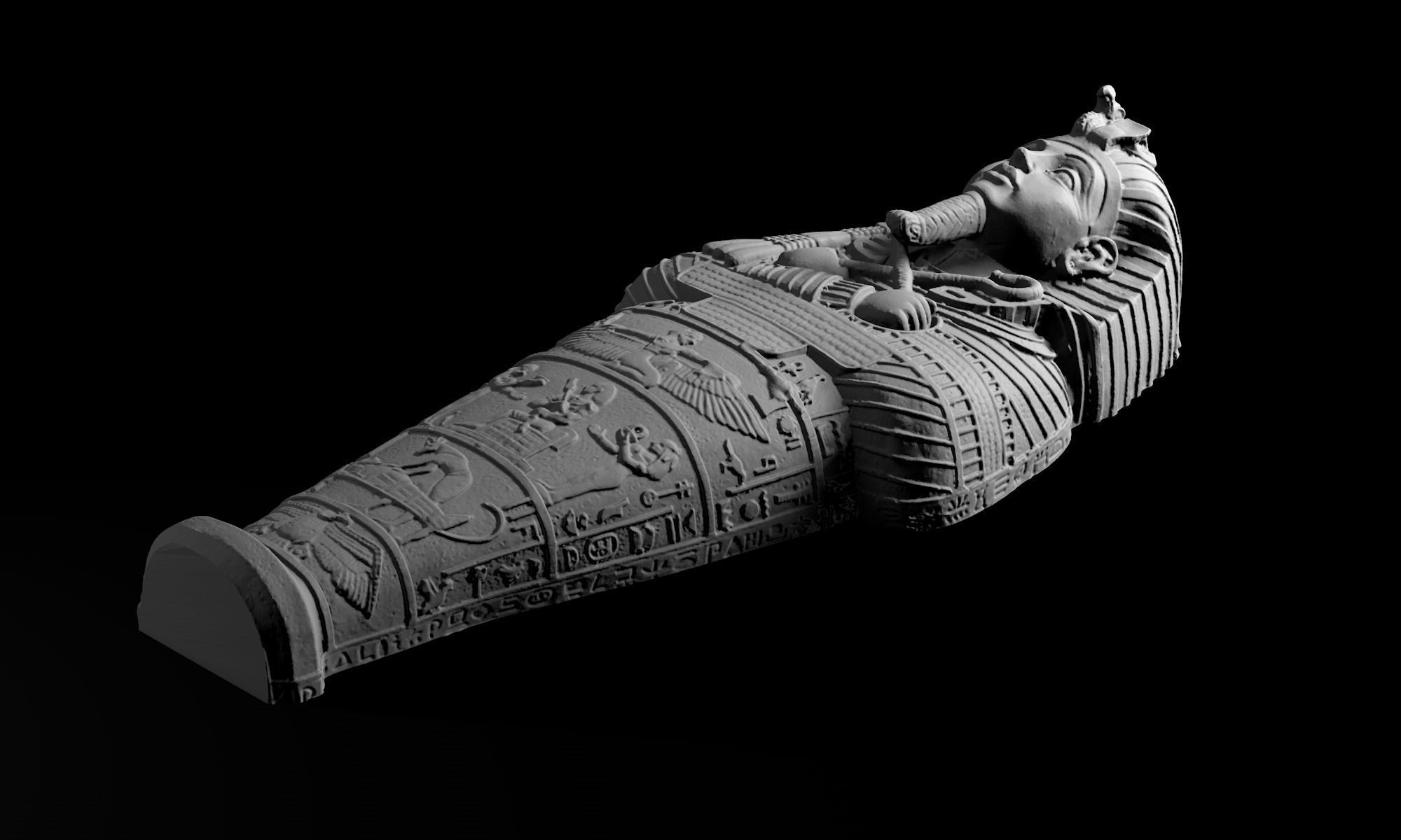 Pharaoh coffin front cap 3D model_1