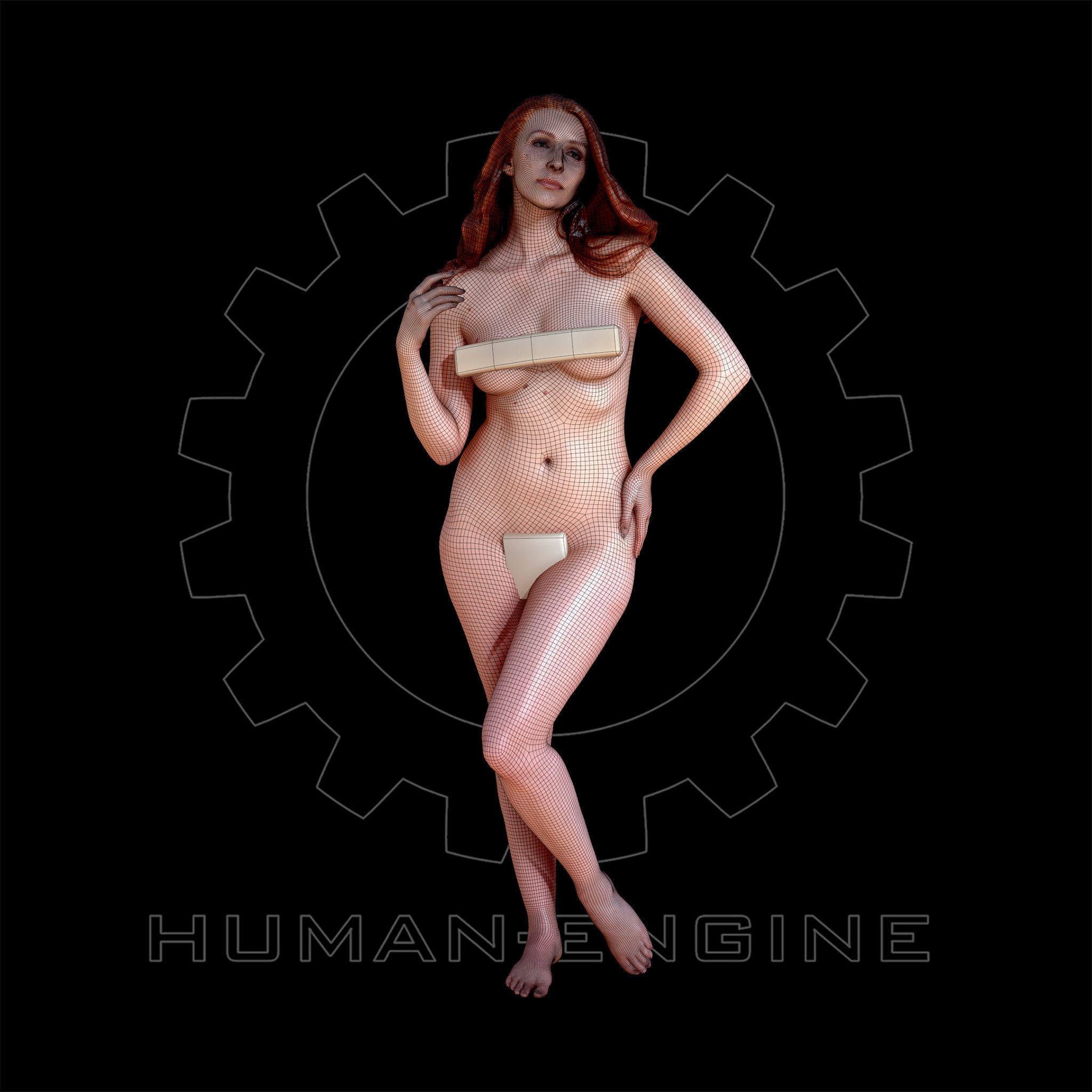 6 Nude Female Model Poses Anatomical Reference Bundle 005 Low-poly 3D model_34