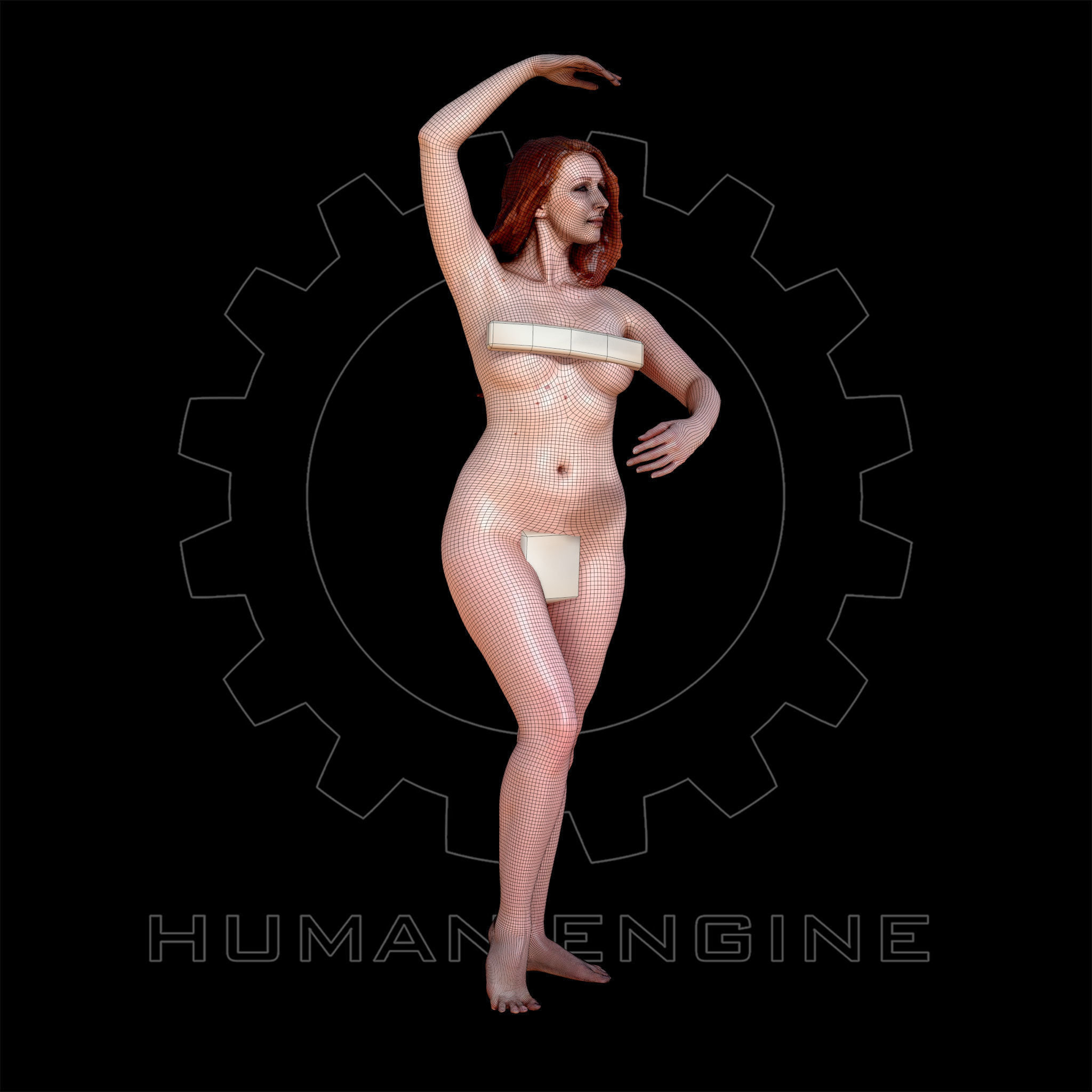 6 Nude Female Model Poses Anatomical Reference Bundle 005 Low-poly 3D model_23