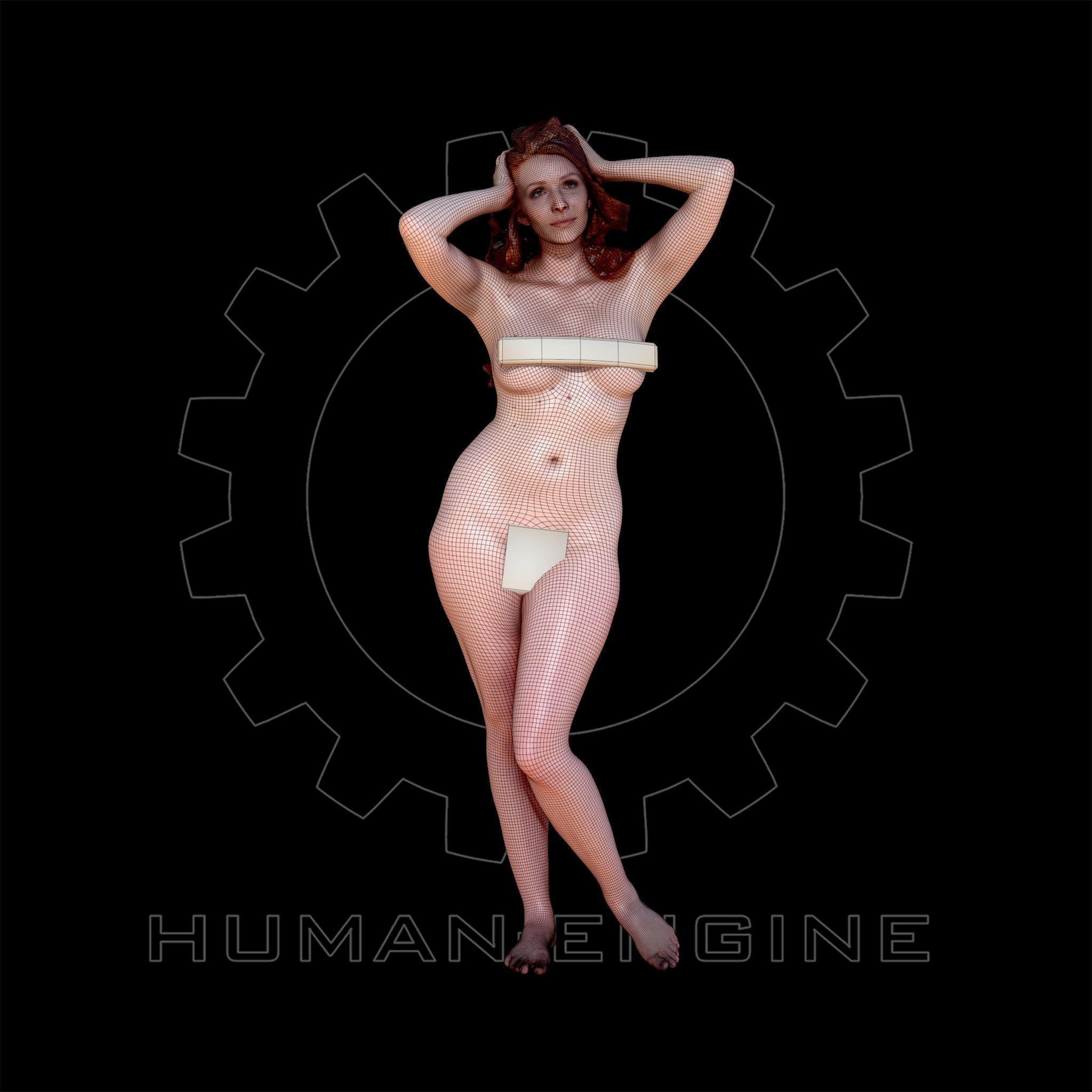 6 Nude Female Model Poses Anatomical Reference Bundle 005 Low-poly 3D model_7