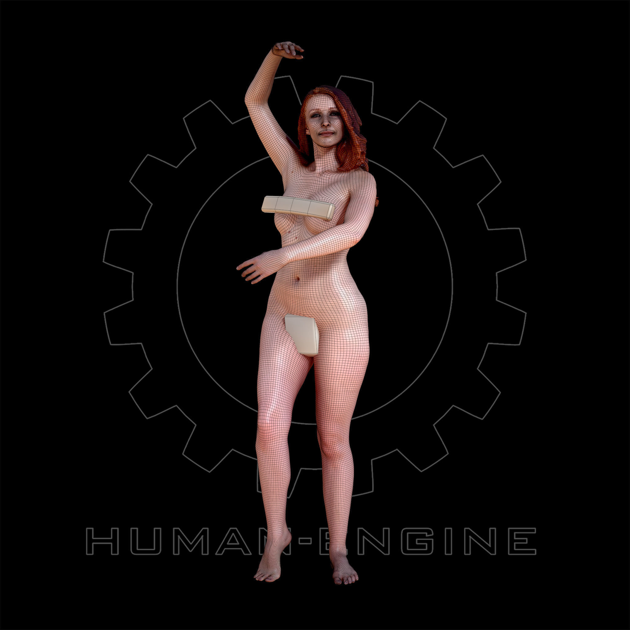 6 Nude Female Model Poses Anatomical Reference Bundle 005 Low-poly 3D model_17