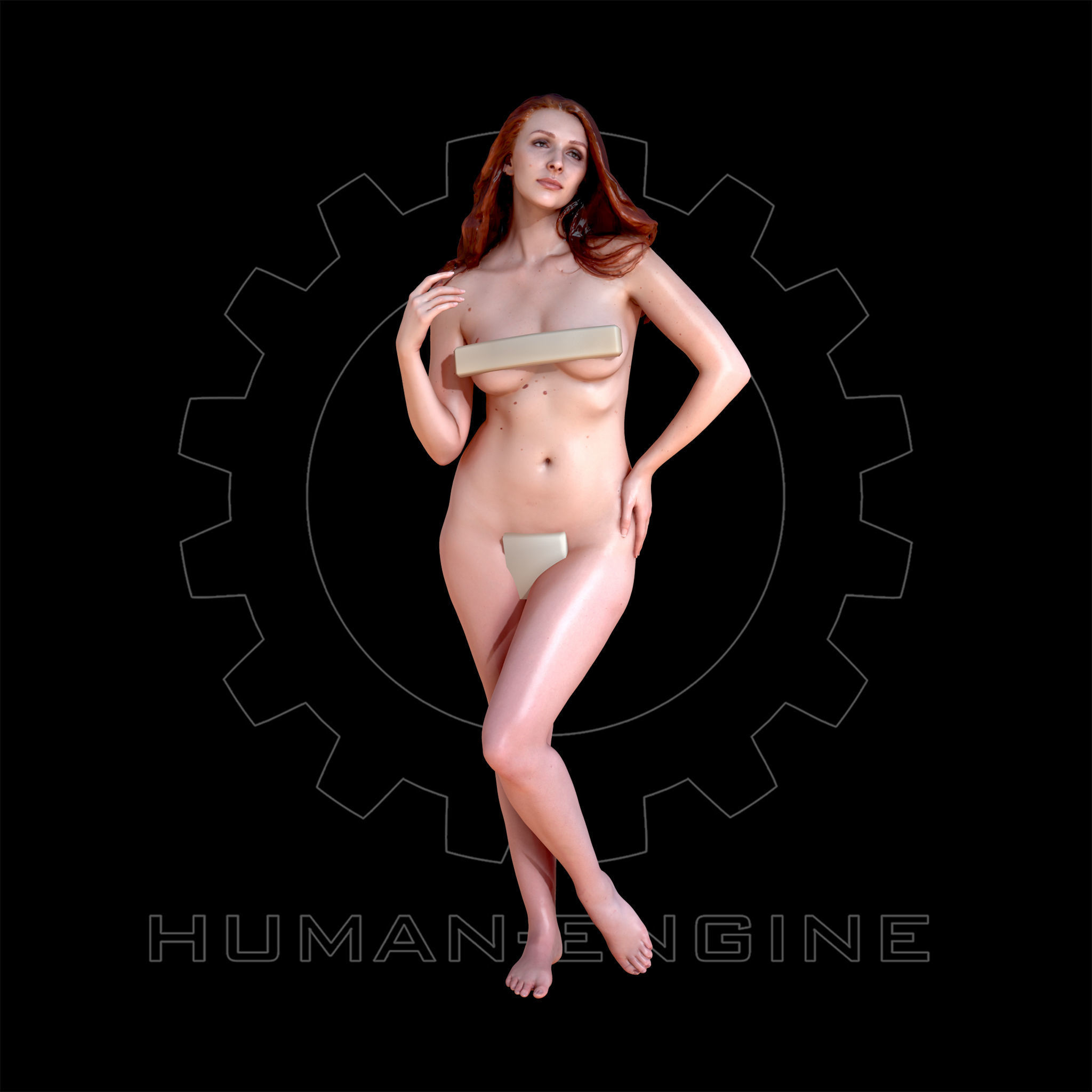 6 Nude Female Model Poses Anatomical Reference Bundle 005 Low-poly 3D model_33